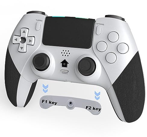 Holilo Wireless Controller für PS-4, Gamepad Controller kompatibel mit PS-4/Pro/Slim mit Programmierbare Tasten, 6-Achsen Gyro Sensor, Dual Vibration, Touchpane, Turbo(Weiß)