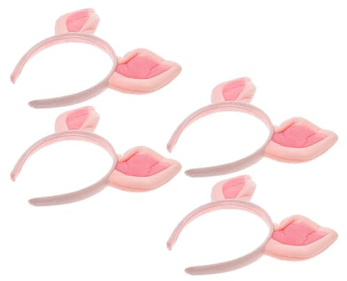 Didiseaon Fascia Per Chioma Orecchie Di Maiale Da Cosplay in Peluche Morbido 4 Pezzi Elastica Per Feste Di Halloween e Costume Animale Per Adulti e Bambini