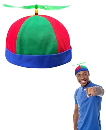 SIEBOLD Sombrero de hélice, sombrero con hélice, gorra de helicóptero, sombreros divertidos, con hélice fluorescente nocturna, adecuado para adultos y niños, tamaño ajustable (azul)