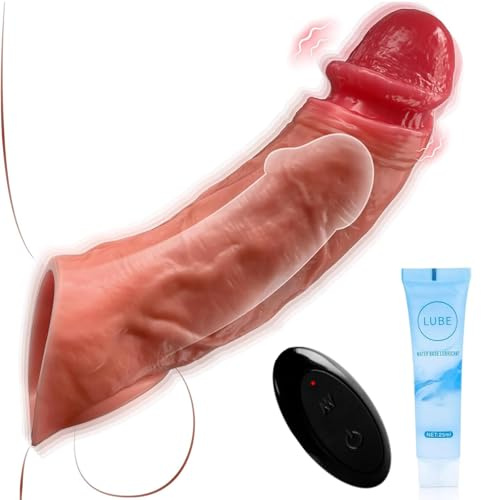 Male Sex Toys 7.87'' Penis Sleeve - with 10 Vibrating Modes, Adult Games Vibrating Cock Ring with Remote Control, Sex Toys for Men Penis Ring Cock Sleeve for Erection Extension