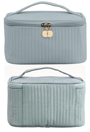 Borsa cosmetica da viaggio, borsa cosmetica da donna, portatile da viaggio, borsa per il trucco, impermeabile (Blu)