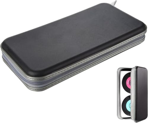 Ruikcoll CD Tasche, CD DVD Discs Aufbewahrungstasche, CD Aufbewahrungstasche für Zuhause und Auto, für 80 Discs, Schwarz
