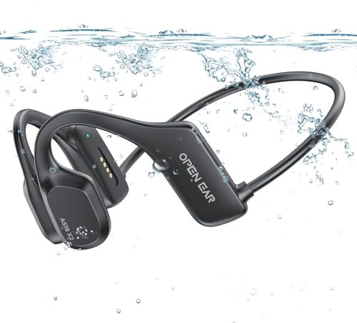 QYGCKJ Casque à conduction osseuse, écouteurs intra-auriculaires sans fil Bluetooth 5.3, écouteurs de sport Bluetooth étanches IPX8, Open-ear Casque de course Cyclisme Guide (AS18-2 noir)