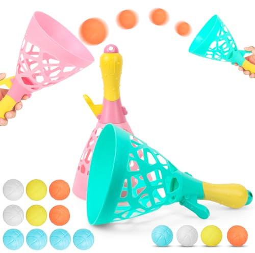 Dncvb 12 pezzi gioco di palla da pesca per bambini, gioco di lancio per bambini, per attività all'aperto, gioco con 2 bicchieri e 10 palline, gioco di cattura per ragazzi, ragazze, adulti, feste in