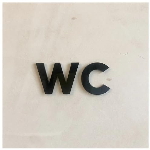 QWWQYDY Segnali per Toilette Targa for WC con Freccia in Rilievo 3D Galleggiante Opaco, Elegante Etichetta for Porta del Bagno, segnaletica for WC, Numero civico(4,Width 18cm)