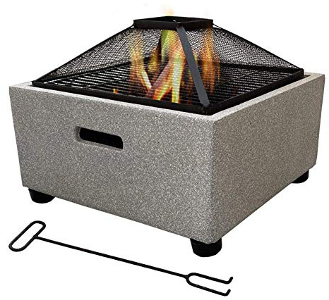 ZJFHEYUO Cuencos de Fuego para jardín, brasero con Parrilla de 48 x 48 x 38 cm con Base de óxido de magnesio Moderna y artística, Ideal para barbacoas, excursiones, Camping, etc.