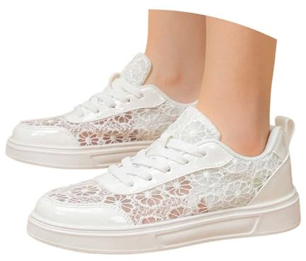 Scarpe tradizionali Dirndl, scarpe da ginnastica per costume tradizionale bavarese, scarpe da ginnastica bianche, eleganti scarpe da donna in pizzo, scarpe Dirndl, in rete, leggere, comode, estive