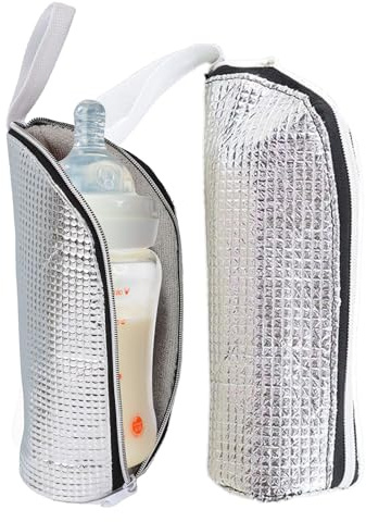Isolerat fodral för vattenflaska, 2 st termiskt fodral för vattenflaska, med bärbar aluminiumförvaringsväska för mamma, amning, barn, picknick