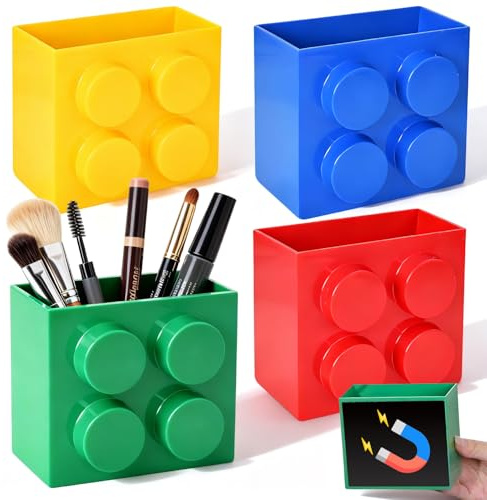 4 Pot a Crayon Magnétiques Multicolores Pot à Crayon En Bloc Construction