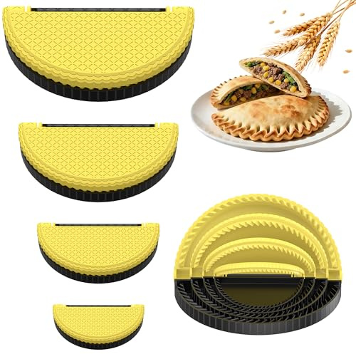Tortilla Sealer Crimper Press - 4pcs Quesadilla Maker for 10+8+6+4 Flour Tortillas | Make Sealed Taco,Quesadilla,Empanada,Burrito,Dumpling,Sandwich,BPA-Free Dishwasher Safe (Black Yellow)