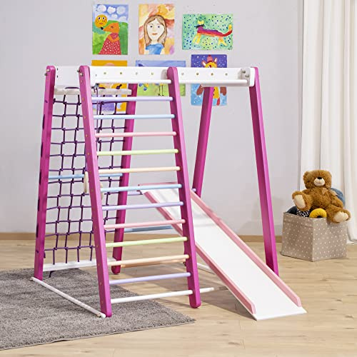 SportBaby Los niños Juguetes de Actividades Torre de Escalada con tobogán M-Pink Game Center Parque Infantil los niños se Deslizan