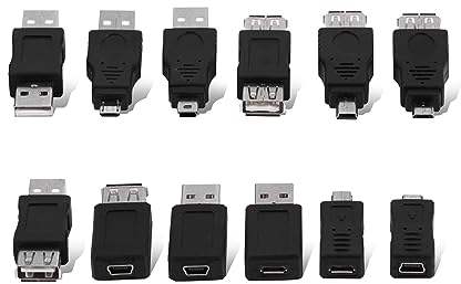 Agatige Adattatore USB C a Micro USB, 12 PC Convertitori Mini Maschio Femmina Multiple Adattatore micro USB per Connettere Laptop/Tablet, Lettori MP3, Fotocamere Digitali ecc.