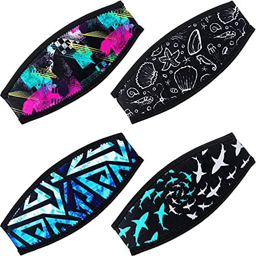 Frienda 4 Pieces Diving Mask Slap Straps Cover Neoprene Dive Swimming Waterproof Mask Strap Cover Dive and Snorkel Strap for Men and Women Water Sports