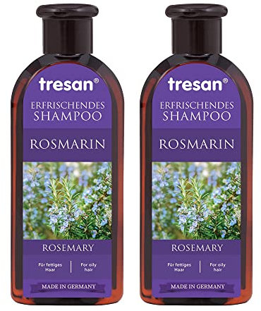 Tresan Champú refrescante de romero para cabello graso: champú nutritivo, volumizante, sin parabenos ni gluten, 2 x 300 ml