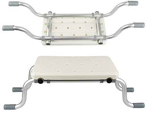 Tabouret de Douche,Siège de Baignoire,Siege de Douche - siège de Bain Suspendu réglable - Tabouret de Salle de Bain - dim. (73-83 * 22 * 18cm) - alu. HDPE Blanc/Pieds Antidérapant