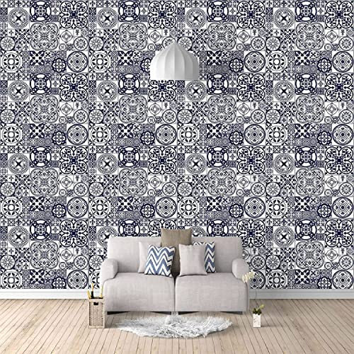 Papel Pintado Mural 3D Azulejos Con Motivos Florales Vintage Pared De Ladrillo, Mural Grande, Papel Tapiz, Decoración Del Hogar, Pegatinas De Pared De Salón, Pared De Habitación 350(ancho)x256(alto)cm