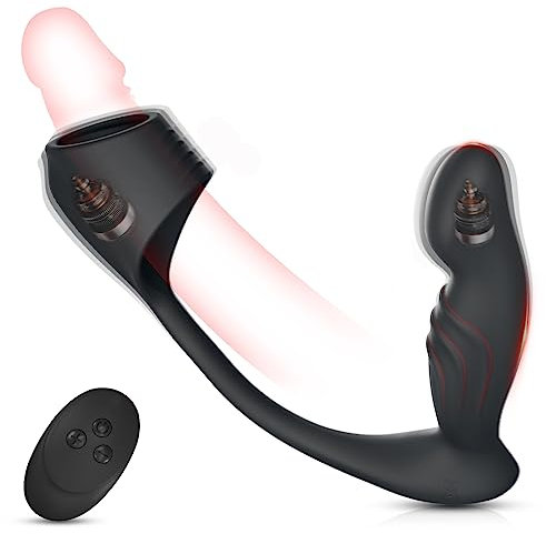 BDSMYEE Analvibratoren und Penisring Vibrator, Doppelmotor Prostata Massagegerät mit 10 Vibrationsmodi, Anal Fernbedienung Penis stimulation Sexspielzeug Sex Toy für Männer Frauen