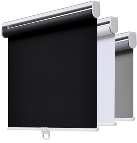 Cordless Roller Shades Blackout Blinds for Windows Room Darkening Rolled Up Automatic Shades with Spring System, UV Protection Window Shades Door Blinds for Home and Office (21'' W x 72'' H, Black)