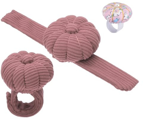 PATIKIL Cuscino per Spilli da Polso a Forma Zucca, Cuscino per Spilli a Scatto con Anello Elastico, Contenitore Portatile per Aghi da Ricamo per Lavori a Maglia Fatti a Mano, Rosa
