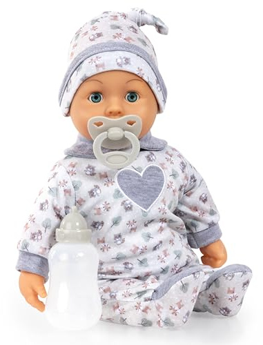 Bayer Design 93824CP Poupée Interactive, Poupon parlante, Corps Souple, tétine, biberon, 38 cm