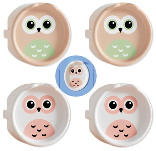 Lot de 4 protection prise bebe, hibou en silicone protege prise, protection des enfants (blanc et abricot).