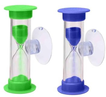 Weenwill Kids Hourglass Timer,2 Pcs Hourglass With Suction Cup,2+3 Minutes Rotatable Hourglass Can Be Used in Classrooms Kitchens,Toothbrush,Cooking,Also as a Decorative Timer Clock(Blue+Green)