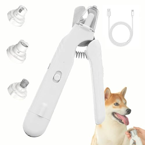 2-In-1 Led-Krallenschere Für Sichere Pfotenpflege Ohne Angst, Krallenschere Für Hunde Mit Licht, Sicherheitsschutz, Geräuscharm, Scharfe, Für Mittlere & Kleine Hunde Und Katzen (Weiß)