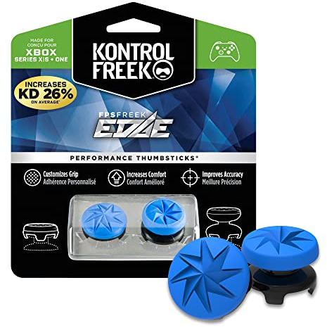 KontrolFreek FPS Freek Edge para Xbox One y Xbox Series X/S | Performance Thumbsticks | 1 Altura elevada, convexo, 1 Altura baja, cóncavo | Azul.