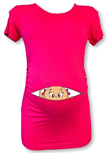 Babloo T Shirt Maglia Premaman Bimba Che Esce dalla Zip Manica Corta