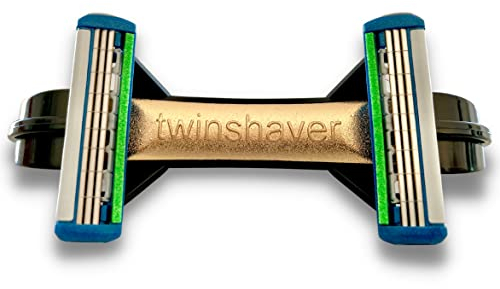 twinshaver Glatzen Rasierer Herren 0mm - Schnittschutz & 80% Zeitersparnis, Kopfrasierer Glatze + 4 Klingen, Doppel-Nassrasierer (Schwarz)