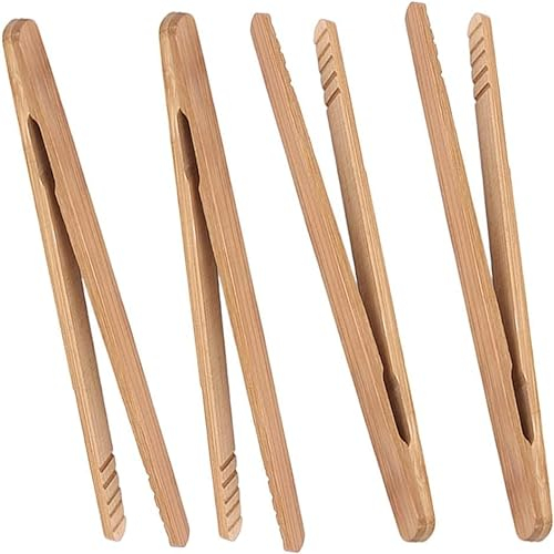 YiXuTag Pinze di bambù，4 Pcs Pinze legno cucina Pinza in legno di bambù Pinze da cucina in bambù Pinza alimentare in bambù，per Cucinare, Pane, Tè Alla Frutta