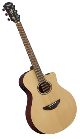 YAMAHA APX600M Elektroakustik-Gitarre – Mattes Finish, Schlanker Thinline-Korpus, 25 Mensur, Massive Decke, System65 Tonabnehmer mit EQ und Stimmgerät – Natural Satin