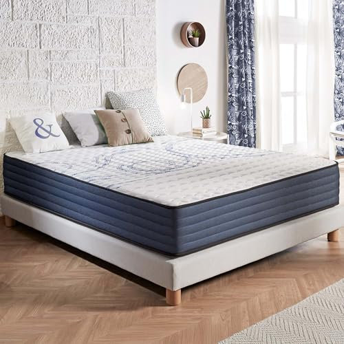 Naturalex - Colchón Híbrido 150x190 cm - Altura 30 cm - PerfectDream - Muelles Ensacados + Espuma Viscoelástica MemoFeel - Blue Látex - Semifirme - Máximo Comfort - Hipoalergénico - Reversible