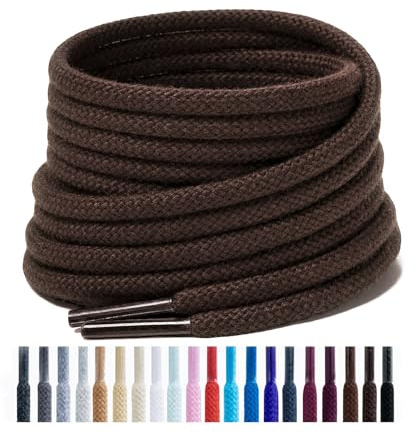 Handshop 2 paires de lacets ronds en coton pour chaussures de sport, lacets ronds antidérapants de 4 mm pour chaussures de sport, bottes Marron foncé 120cm