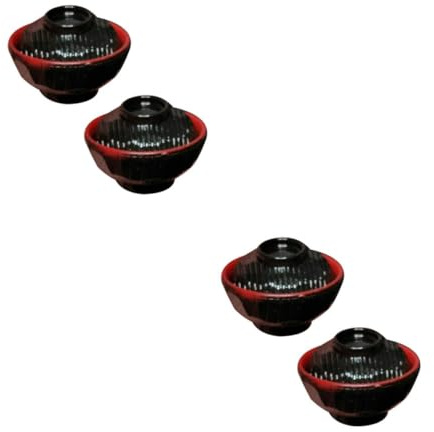 PRETYZOOM 4 Sets Mini Japanese Rice Bowl with Lids of Realistic Kitchen Accessories for Dollhouses Educational Fun for Enhances Imagination and Hands Skills