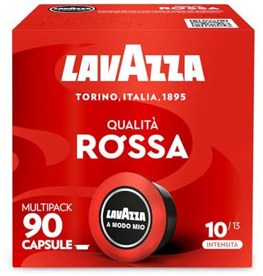 Lavazza A Modo Mio Qualità Rossa, 90 Capsule Caffè, per un Espresso con Note Aromatiche di Cioccolato e Frutta Secca, Arabica e Robusta, Intensità 10/13, Tostatura Media, Confezione da 36 e 54 Capsule