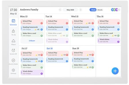 Fafeicy Calendario Digitale Intelligente 10,1 Pollici, Agenda Familiare Touch Screen HD 1080P con Grafici Interattivi per i Lavori Domestici, per la Gestione della Pianificazione (Spina UE 100‑240 V)