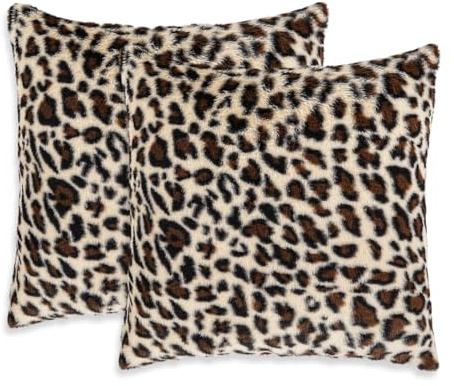 Dermalyx 2 st kuddfodral leopard fuskpäls dekorativ mjuk soffa örngott, eleganta mjuka kuddar för vardagsrum, sovrum, ghepardmönster