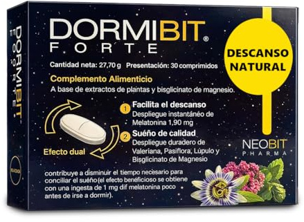 Melatonina Pura 1,9mg Liberacion Prolongada Retard con Magnesio Pasiflora Valeriana para Conciliacion Sueño y Descanso con Ingredientes 100% Naturales sin Gluten ni Lactosa 30 Capsulas NEOBIT