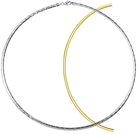 MATERIA Halskette Damen Collier Silber 925 - Wende Kollier 42 cm Gold vergoldet Tonda-Kette Halsreif Hochzeit CO-18-42cm