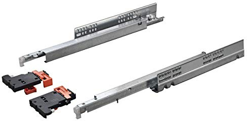 1 Paire de Coulisse à Extension Complète Salice Futura UV5-30-K3D-L600-PP Longueur 600 mm avec Système Push Open Capacité de Charge Dynamique jusqu’à (30 Kg) pour Tiroirs en Bois
