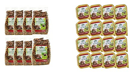 Dehner Natura Igel-Delikatesse 8 x 100 g (800 g) & Natura Igelfutter, Nassfutter, 16 x 100 g (1.6 kg)