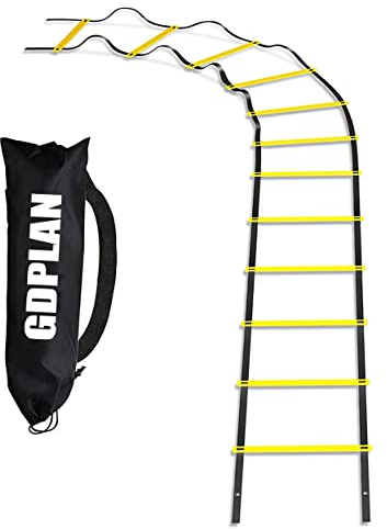 GDPLAN Fußball Trainingsleiter 3m - 6 Sprossen Koordinationsleiter Fußball Agility Leiter Trainingsleiter Leitertraining Baseball, Fußball, Speed Ladder Ausrüstung (Yellow)