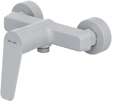 AM.PM Mitigeur Douche, Robinet Monocommande à Économie D'eau, Mitigeur Baignoire sans Bec, Blanc Mat, Résistant aux Rayures, Hit FTA20033