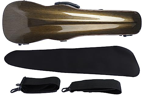 CDQL Geigenkasten, Kohlefaser, Leichter, Tragbarer, Harter Geigenkoffer-Ersatz mit Hygrometergurten, 4/4-Geigenkasten aus Kohlefaser in Voller Größe (Kaffee)