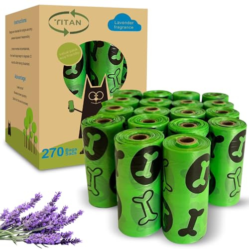 TITAN Dog Poo Bags, Dog Waste Bags, 270 Dog Poop Bags 100% Leak Proof Extra Strong Thick Poop Bag