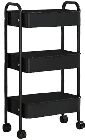 Carro con ruedas - carro de arrastre con ruedas, carro multiusos con ruedas | Carrito organizador móvil con 3 niveles, carro portarrollos de papel de cocina para y salón