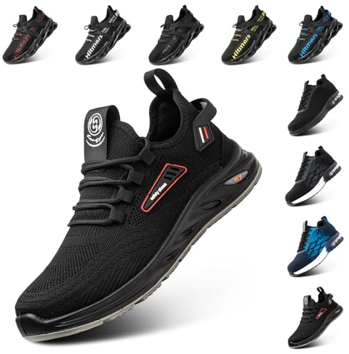 Hitmars Mens Safety Shoes Steel Toe Cap Work Shoes s1 s2 s3 s1p Safety Trainers for Women Saftybrand Men's Work & Utility Footwear 2 Black UK 8.5