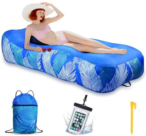 Aufblasbares Sofa - 195 x 70 cm Aufblasbare Couch Camping Sofa mit Mesh &Tragetasche wasserdichte Handyhülle, Aufblasbares Luftsofa Air Lounger Tragbar Aufblasbar für Outdoor Strand, Camping, Garten