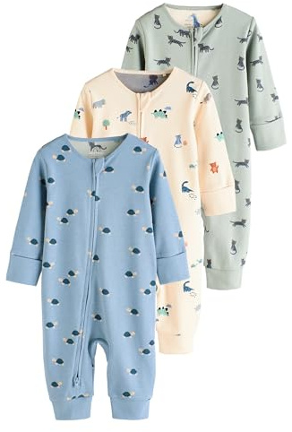 NEXT Bambini Confezione da 3 Tutine per Neonati Stampate con Zip Blu alzavola 9 Mesi-12 Mesi